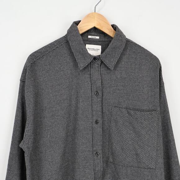 Abercrombie & Fitch Soft A&F Collection Oversized Brushed Plaid Flannel Size L - Picture 2 of 8